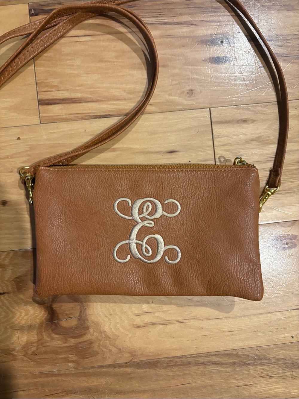 Monogram “E” Crossbody Bag in Tan